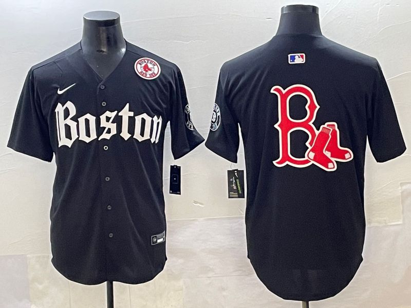 Men 2025 Boston Red Sox Blank Black Five generations Joint Name Nike MLB Jersey style 7->boston red sox->MLB Jersey